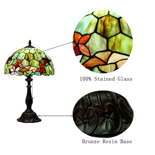 Tiffany Table Lamp Stained Glass Lamp 12X12X19 Inch Antique Reading Light (Sea Blue Pear)