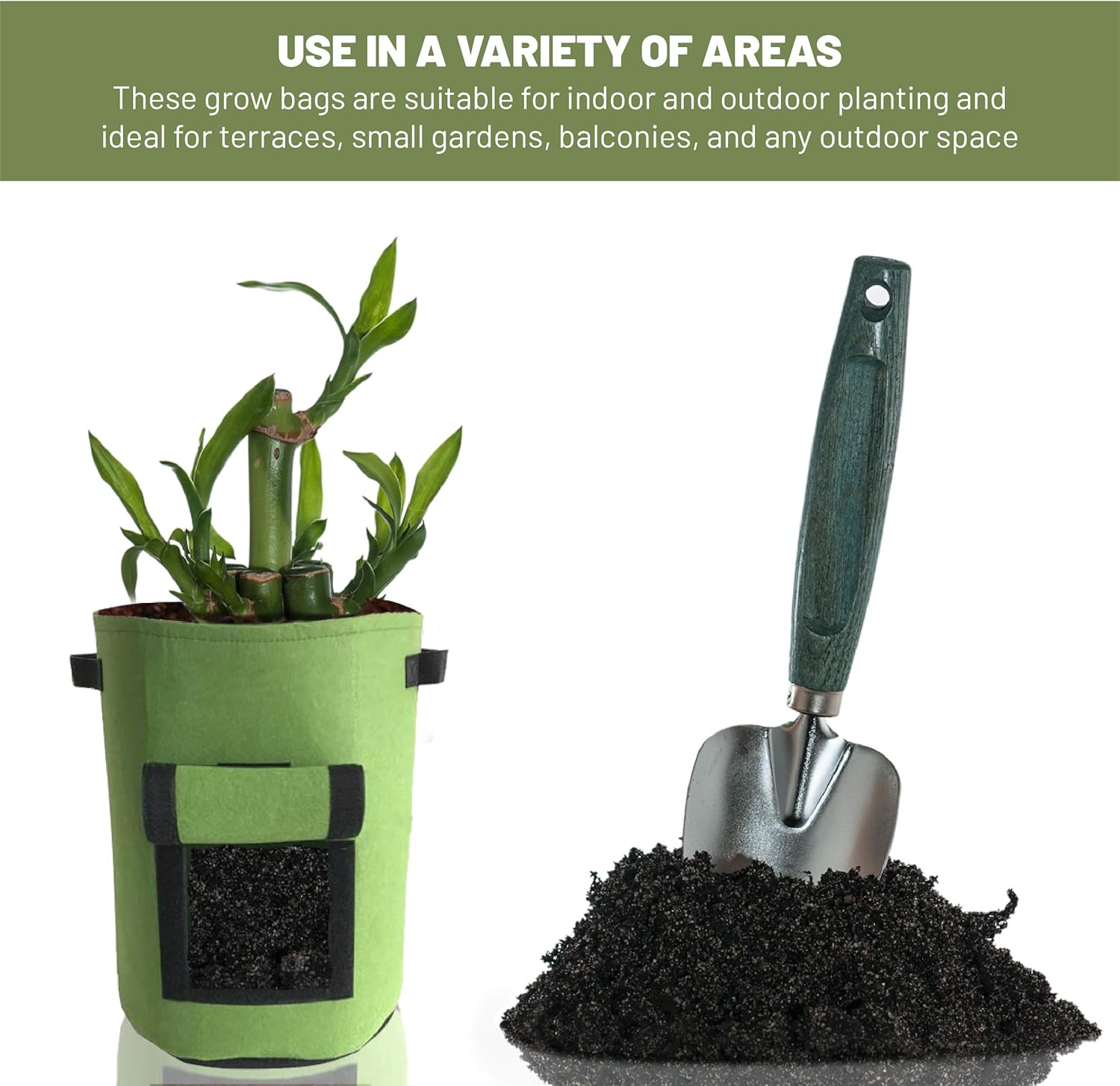 Grow Bags Pack of 3-10 Gallon Heavy Duty Non Woven Fabric Planter Bags. Planting Garden Pots with Sturdy Handles & Large Harvest Window - Growing Potato, Carrot, Onion, Radish, Taro, Peanuts