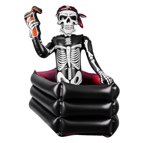 39 Inch Halloween Inflatable Decorations Skeleton Drink Cooler, Large Capacity Ice Bucket for Drinks, Halloween Party Supplies for Indoor Outdoor Garden Lawn Yard Decorations