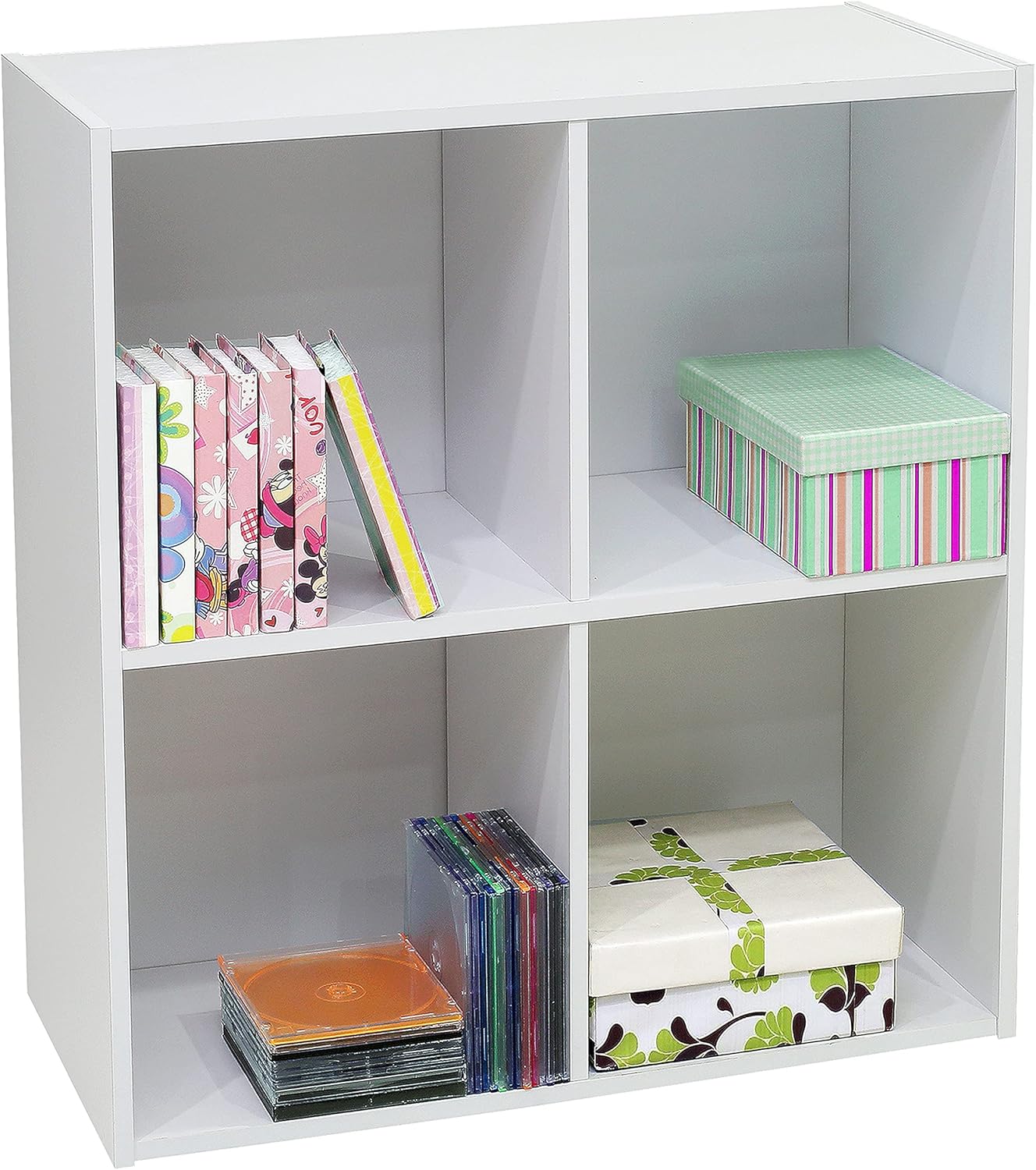 KB Designs 4-Cube Bookcase, Unit Shelf, Storage Organizer, White