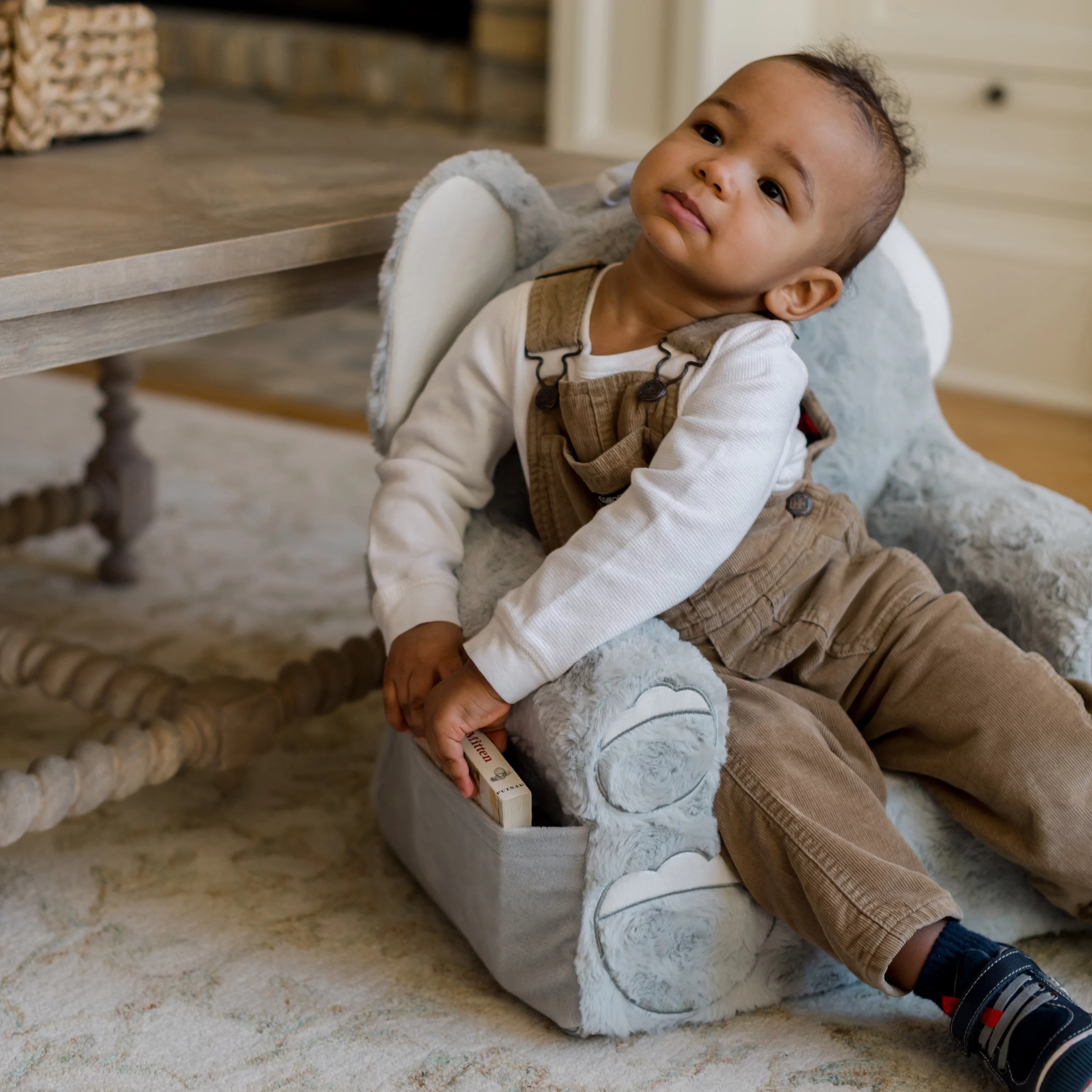 Soft Landing Sweet Seats, Premium and Comfy Toddler Lounge Chair with Carrying Handle & Side Pockets –Polyester, Elephant