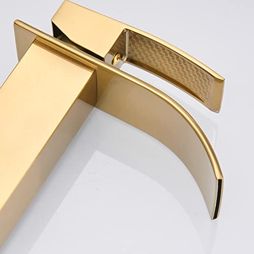 BWE Vessel Sink Faucet Modern Waterfall Chrome Single Hole Bathroom Faucet Single Handle with Pop up Drain Without Overflow Assembly Vanity Basin Bath Sink Faucets Mixer Tap