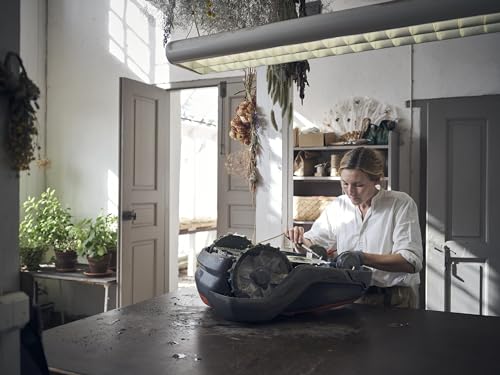 Husqvarna 410iQ Automower Robotic Mower, 0.5 Acre Mowing Capacity, Wire Free Robot Lawn Mower with Charging Station, RS1 EPOS Reference Station and Replacement Blades, 970727401