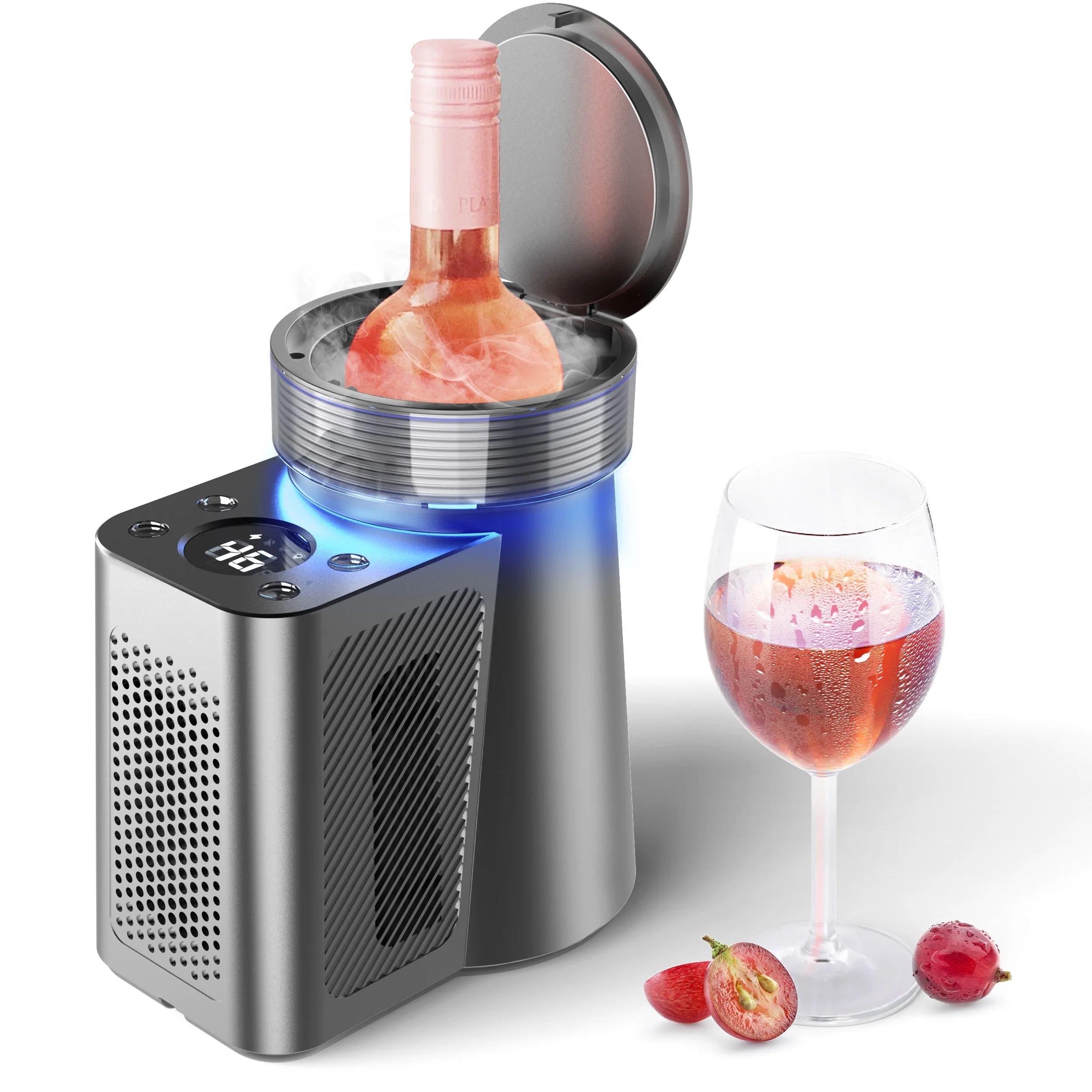 Yeego Electric Wine Cooler, Portable Wine Cooler for 750ml Bottle,Stainless Steel Single Bottle Iceless Wine Cooler for Home Party Outdoor Camping
