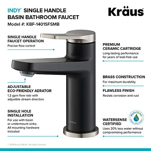 KRAUS Indy Single Handle One Hole Bathroom Sink Faucet in Chrome, KBF-1411CH