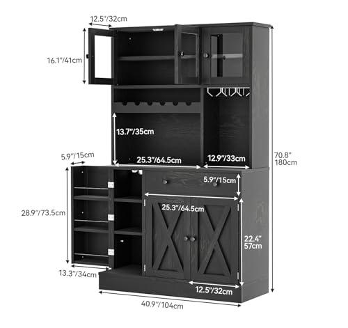 YITAHOME Kitchen Pantry Cabinet with Wine Rack & Power Outlet, 71