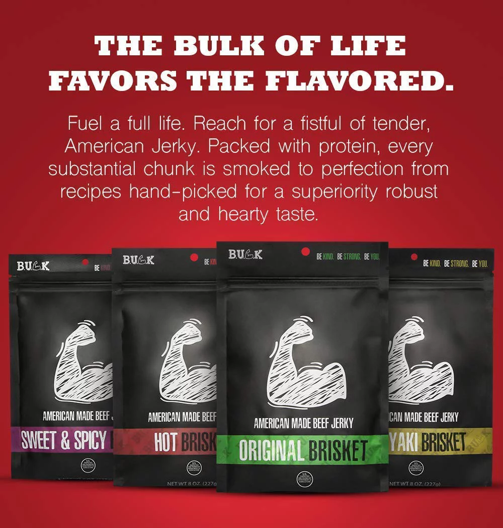BULK Beef Jerky All Natural Brisket Dried Beef, Low Fat and Calorie Snacks, Hot Brisket, 8oz