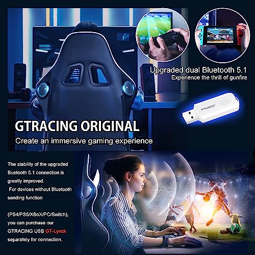 GTRACING Gaming Chair with Speakers Bluetooth Music Video Game Chair Audio Ergonomic Design Heavy Duty Office Computer Desk Chair (Black)