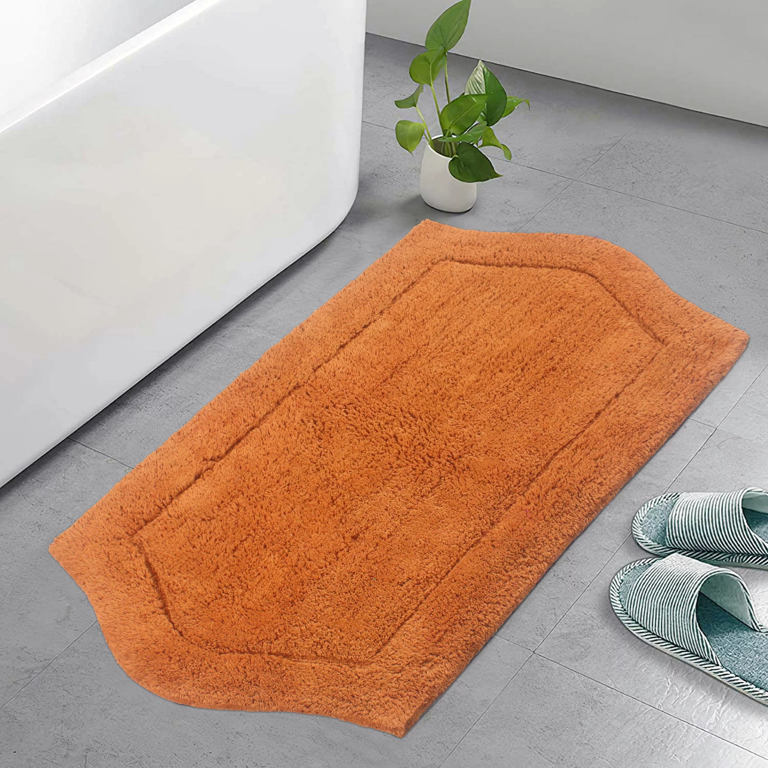 Home Weavers Waterford Collection 100% Cotton Tufted Bath Rug, Non-Slip Plush Bath Carpet, Machine Wash, bath rug for Bathroom, 24