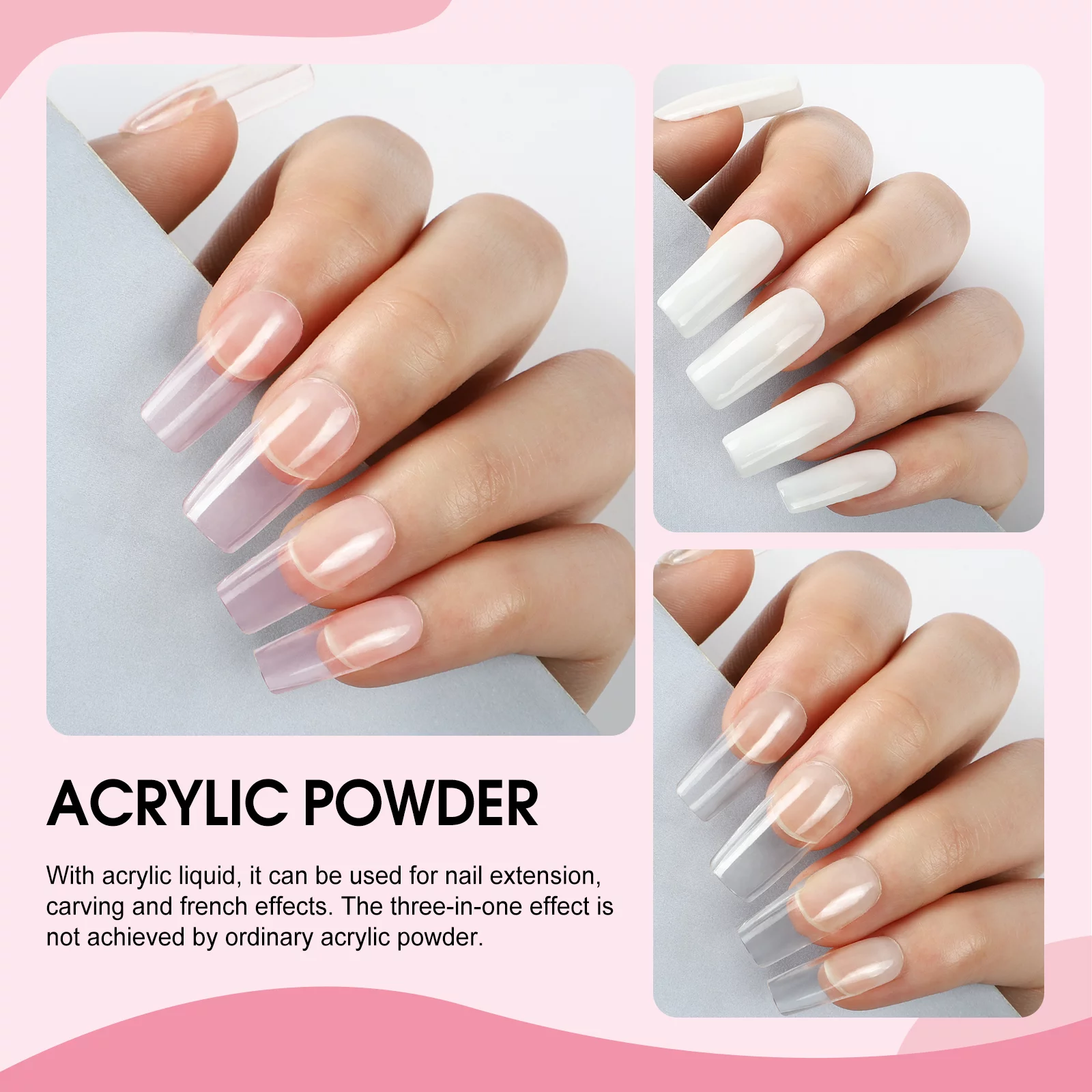 Coscelia Acrylic Nail Kit with UV Light Nail Drill 3 Basic Color MMA Liquid Set for Nail Extension