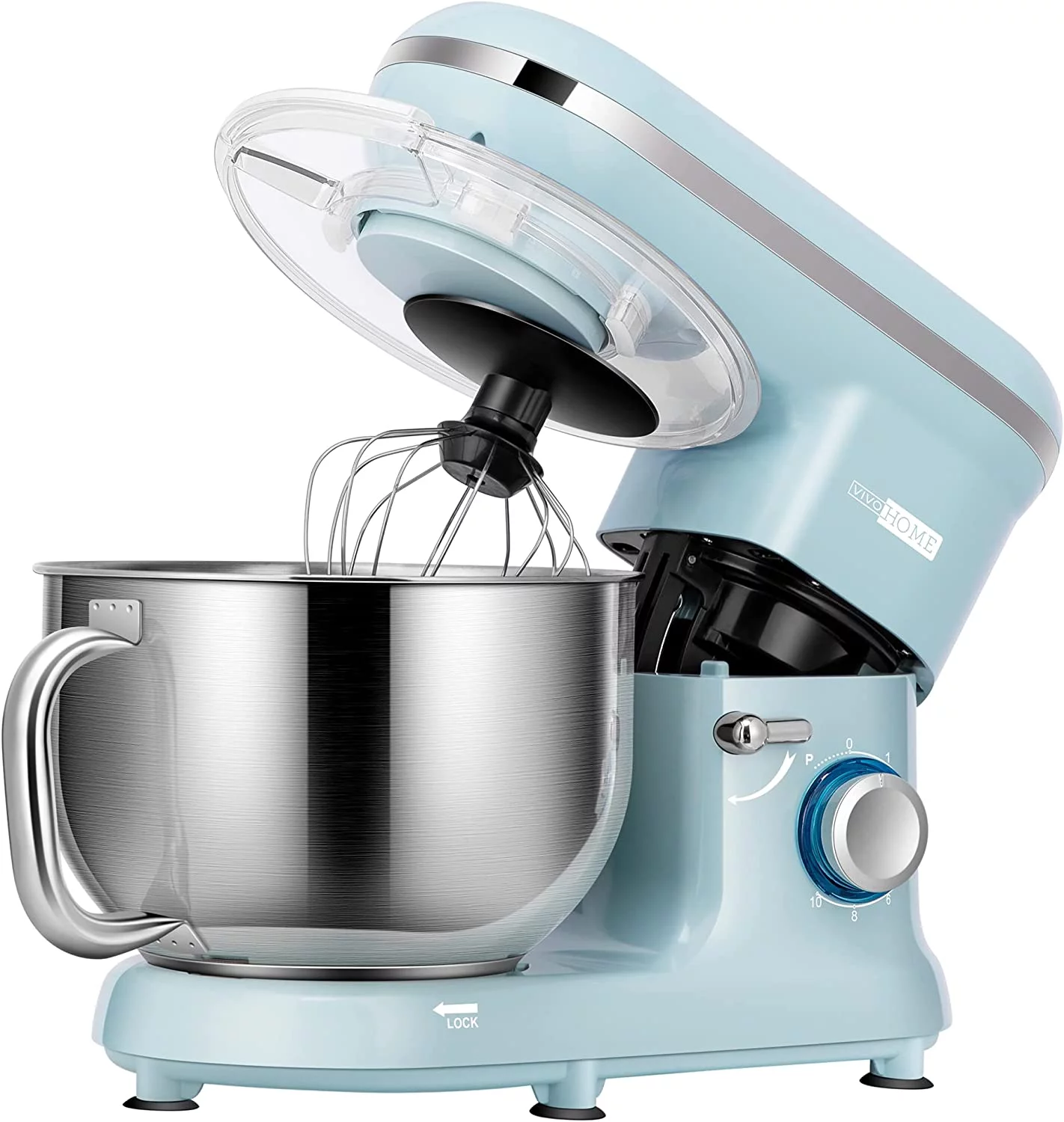 VIVOHOME Stand Mixer, 660W 10 Speed 6 Quart Tilt-Head Kitchen Electric Food Mixer with Beater, Dough Hook, Wire Whip and Egg Separator, Blue