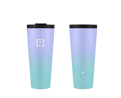 IRON °FLASK Classic Tumbler - Vacuum Insulated Stainless Steel Water Bottle, Double Walled, Drinking Cup, Insulated Travel Mug (Cotton Candy, 24 oz Solid Lid)