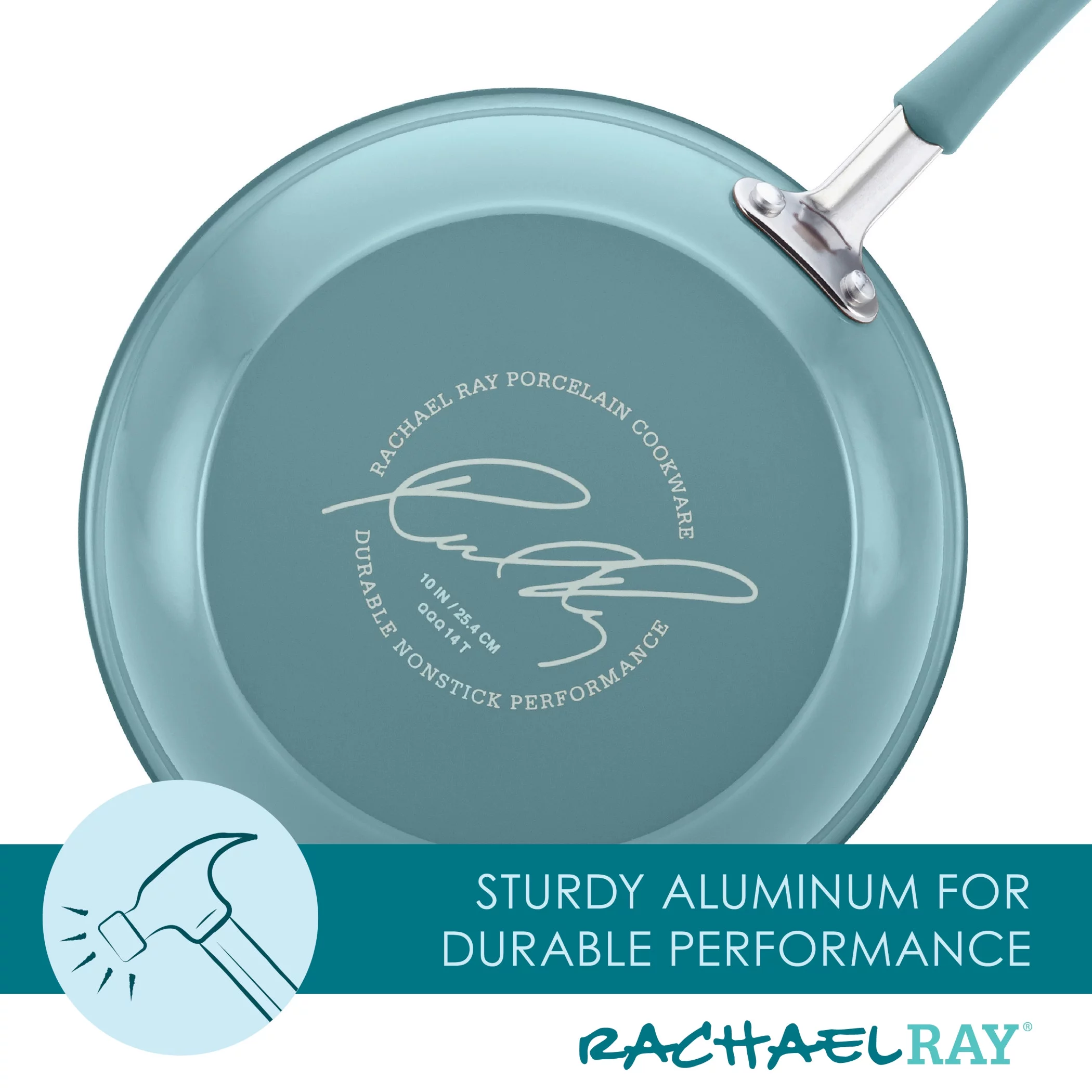 Rachael Ray Cucina 18 Piece Hard Enamel Nonstick Pots and Pans and Prep Bowl Set, Blue