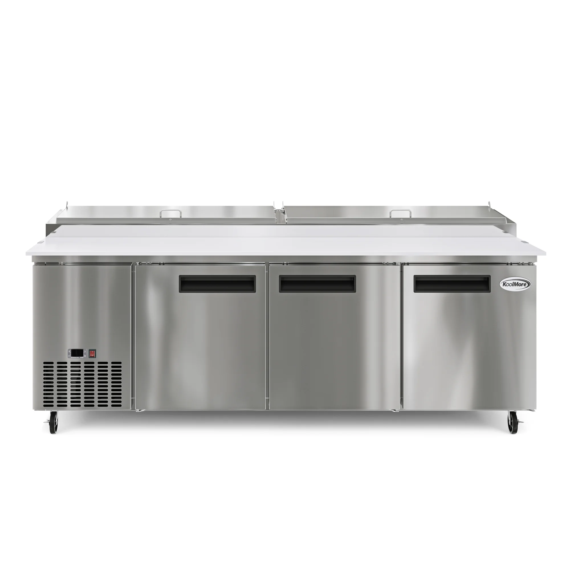 92 In. Three Door Commercial Pizza Prep Refrigerator in Stainless-Steel (KM-RPPS-3DSS)