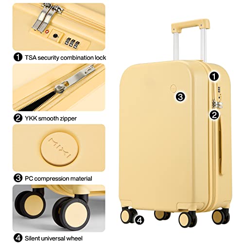 mixi Upgrade Carry on Luggage 14 Inch Underseat Personal Item Suitcases with Spinner Wheels, Hardside Rolling Suitcase PC with TSA Lock Lightweight Travel Case, Fine Grid Black