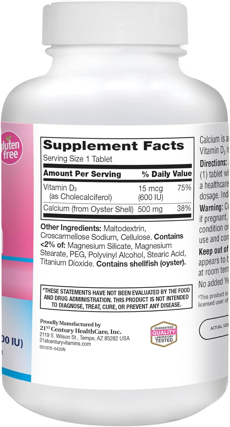 21st Century Vitamins Calcium 500 Plus Extra D Caplets, 400 Count