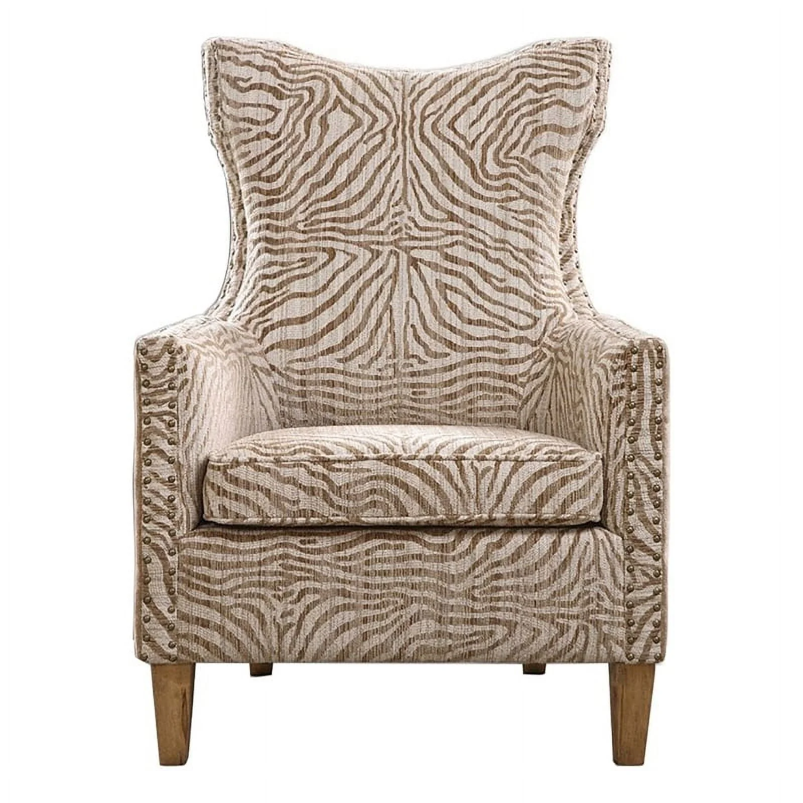 Bowery Hill Traditional Fabric/Wood Animal Pattern Armchair in Brown