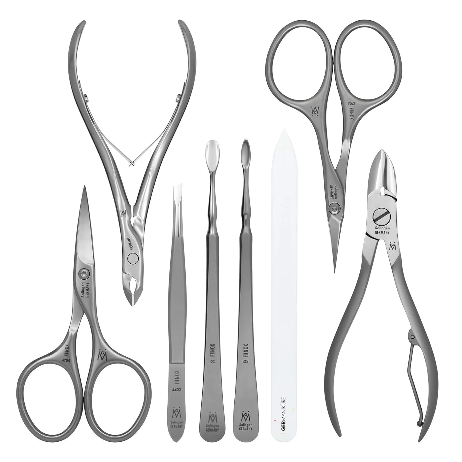 8Pc Manicure Set In Leather Case - FINOX Stainless Steel Tools Handmade In Solingen Germany – Professional Nail And Cuticle Care