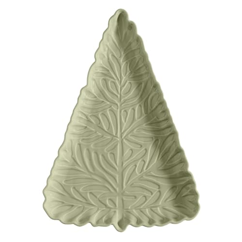 Santa Barbara Design Studio Tree Shaped Serving Plate - Stamped Ceramic Platter, 11