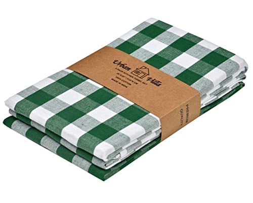Urban Villa Christmas Kitchen Towels 100% Cotton Dish Towels for Kitchen (Set of 6) 20”x30” Dish Cloths Absorbent Kitchen Linen Set with Hanging Loop Perfect for Drying Dishes Cleaning – Christ Check