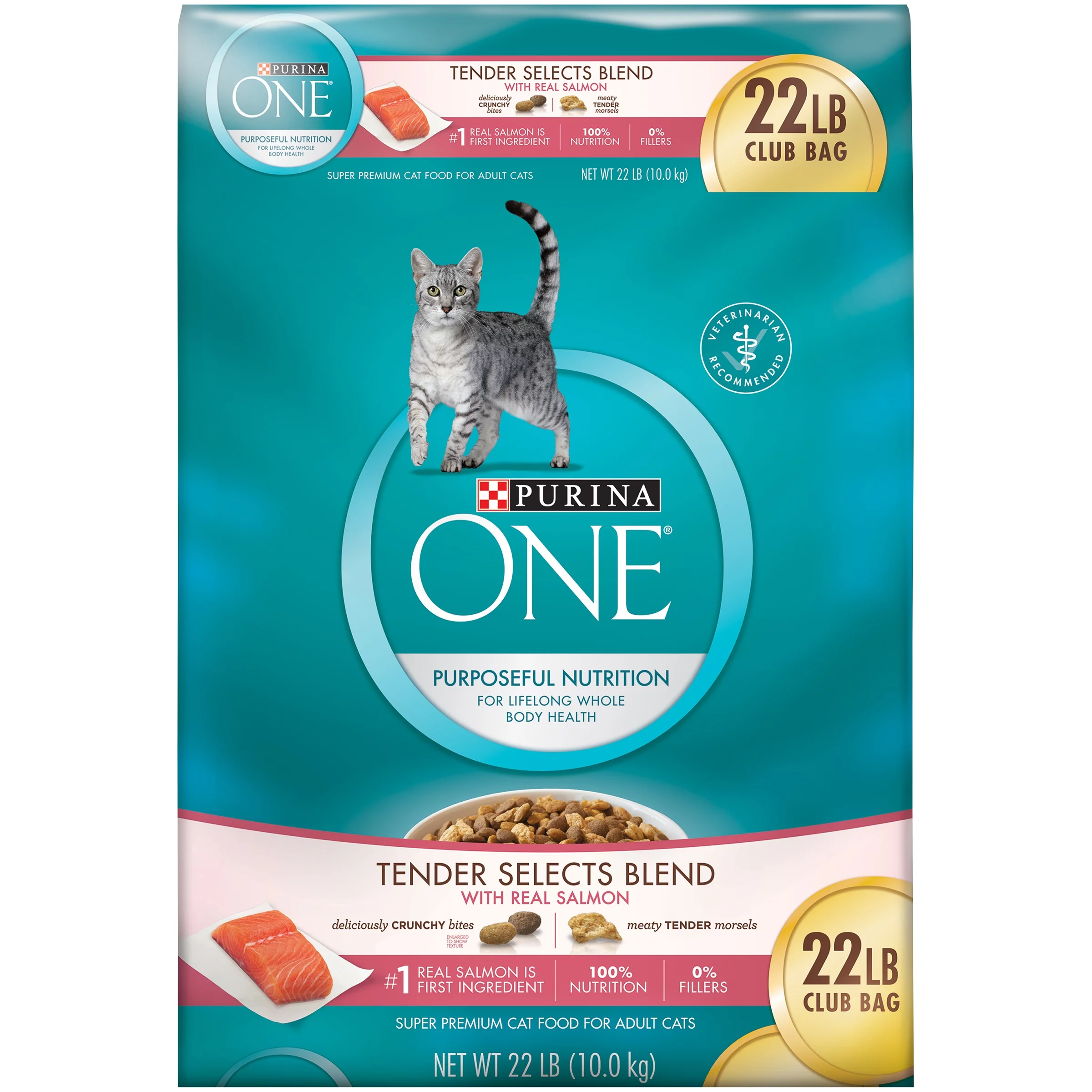 Purina ONE Tender Selects Blend with Real Salmon Cat Food 22 lb. Bag