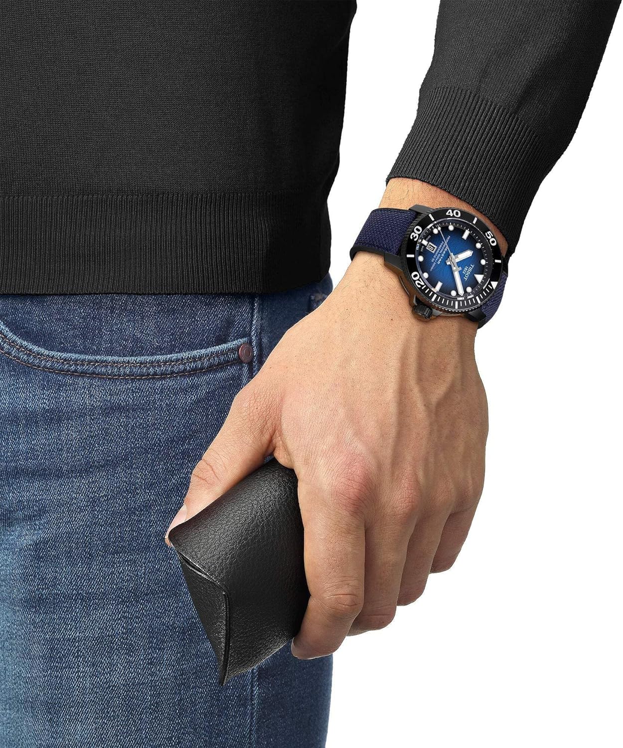 Tissot Mens Seastar 2000 Professional Powermatic 80 316L Stainless Steel case with Black PVD Coating Automatic Watch, Blue/Black, Rubber, 22 (T1206073704100)