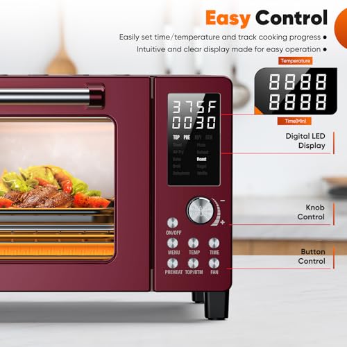 Nuwave Bravo Pro Smart 21QT Toaster Oven Air Fryer Combo, Convection Oven Countertop, 10 functions all in 1, with even & quick crisp technology, 50-450°F, 1800W, Mint Green