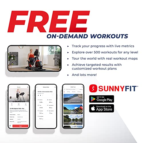Sunny Health & Fitness Elite Recumbent Cross Trainer & Elliptical Machine with Arm Exercisers for Home Arm/Leg Training, Easy Adjust Seat & Mesh Backrest, Free SunnyFit App Bluetooth Connectivity