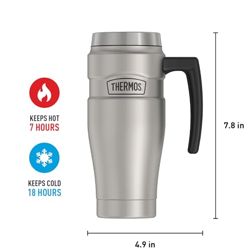 THERMOS Stainless King Vacuum-Insulated Travel Mug, 16 Ounce, Matte Stainless Steel