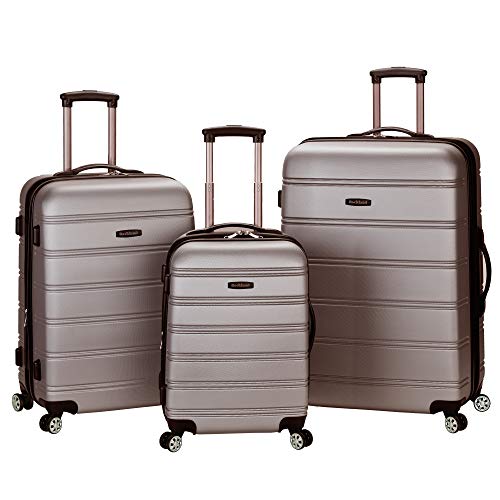 Rockland Vara Softside 3-Piece Upright Luggage Set, Expandable,Black dot, (20/22/28)