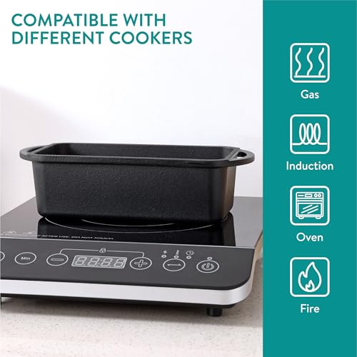 Navaris Cast Iron Bread Loaf Pan with Lid, 13x5 inches, Black