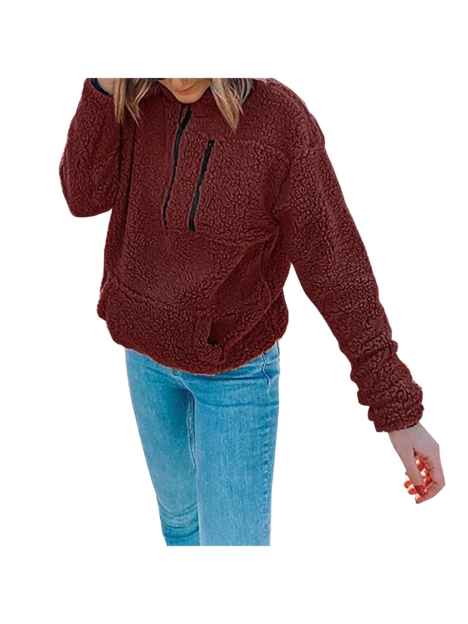 Seyurigaoka Imitation Lamb Pullover Long Sleeve Round Neck Outerwear