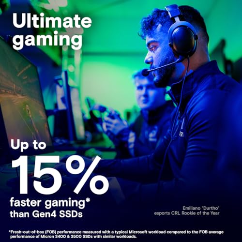 Crucial T705 2TB PCIe Gen5 NVMe M.2 SSD - Up to 14,500 MB/s - Game Ready - Internal Solid State Drive (PC) - +1mo Adobe CC - CT2000T705SSD3