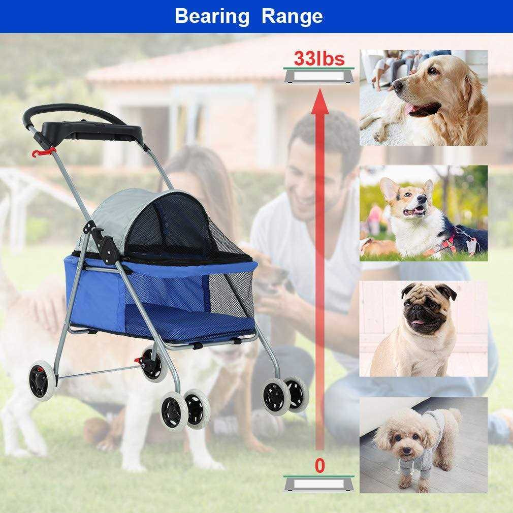BestPet Pet Stroller 4 Wheels Posh Folding Waterproof Portable Travel Cat Dog Stroller with Cup Holder - Pet Supplies online store