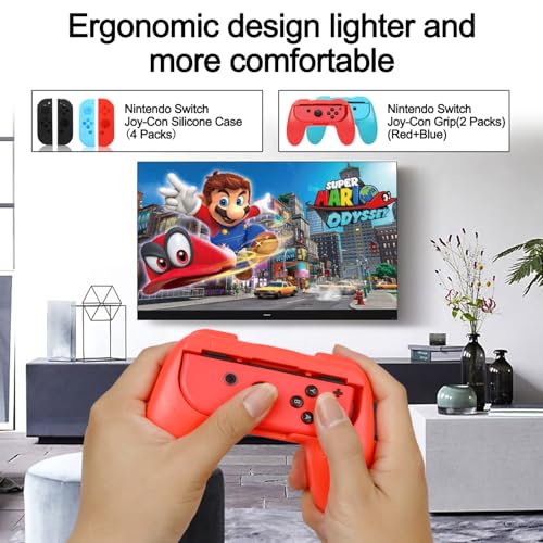 Switch Accessories Bundle for Nintendo Switch, Kit with Carrying Case, Screen Protector,Charging Dock,Compact Playstand,Protective Case,Game Case,Joystick Cap,Grip (16-in-1)