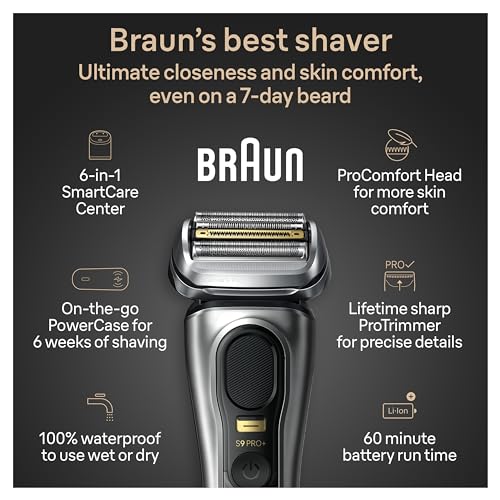 Braun Series 9 9330s Rechargeable Wet & Dry Men's Electric Shaver, Battery Powered
