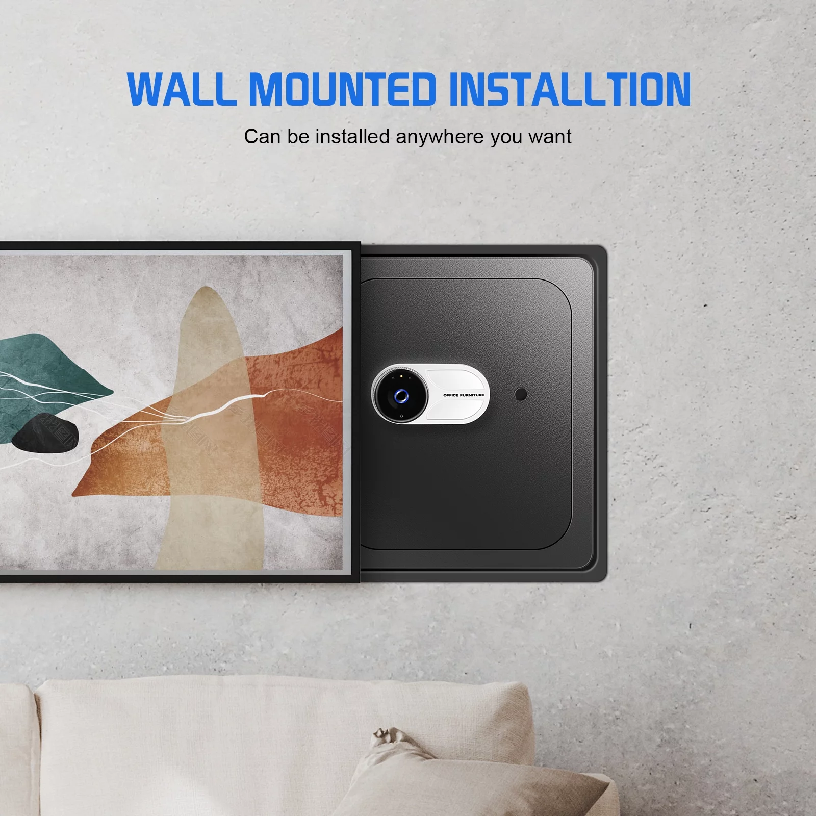 Valuables Safe Box: Home Security Box with Fingerprint Access and Removable Shelf, Black