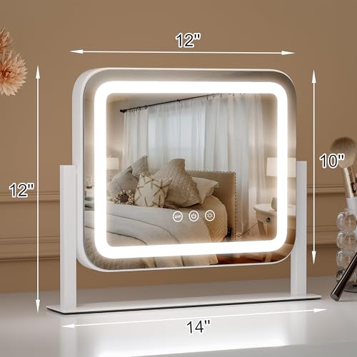 ZL ZELing Makeup Mirror with Lights, Vanity Mirror with Lights, Lighted Makeup Mirror, 3 Color Modes, Dimmable Light,360° Rotation