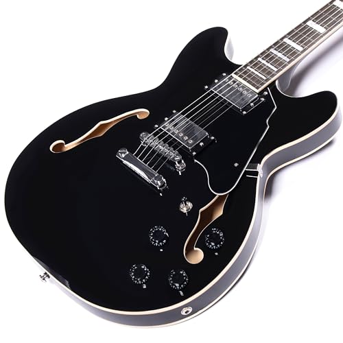 Redid Semi-Hollow Body Electric Guitar RD-100 Jazz Guitar with F-Hole,Maple neck,humbucker Pickups(Brown)