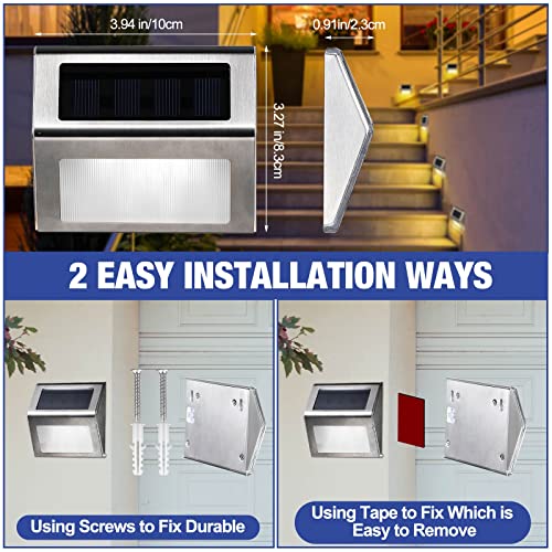 48 Pack Solar Step Lights Outdoor Fence Lights Solar Powered Deck Lights Waterproof Solar Stair Lights for Garden Yard Patio Fence Pathway Backyard (Cool White)