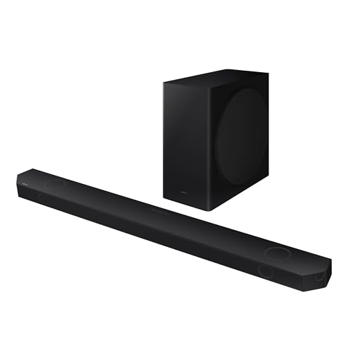 SAMSUNG Q990D 11.1.4ch Soundbar w/Wireless Dolby Atmos Audio, Rear Speaker Included, Q-Symphony, SpaceFit Sound Pro, Adaptive Sound, Game Mode Pro with Alexa Built-in, HW-Q990D/ZA