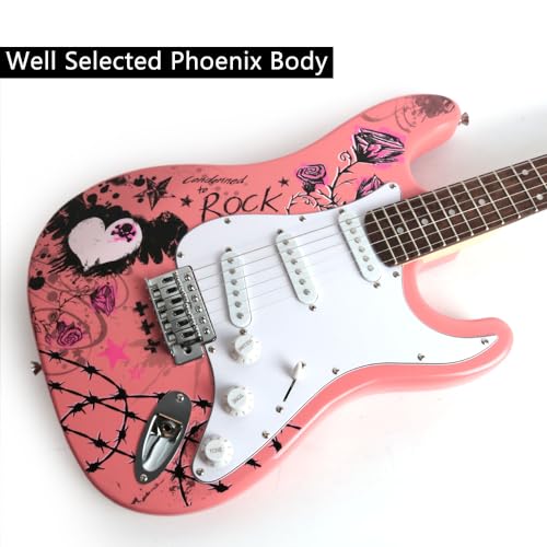 39 Inch Electric Guitar Phoenix Body Maple Neck Rosewood Fretboard With Gig Bag (Pink)