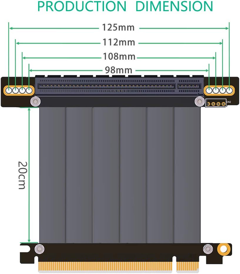 Pcie Extension Cable Pcie x16 Extension Cable PCIE Express3.0 16X Extension Cable pcie Riser (pcie 16X 180 Degree Cable 20cm)
