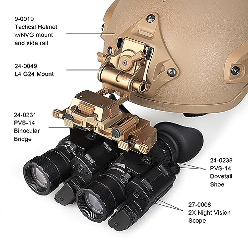 PVS-14 Light Weight Dual Tube Mounting System IC AN/PVS-14LW，Night Vision Goggles Night Vision Adapter for PVS-14 Night Vision Binoculars Monocular Or Binocular (Color : Black)