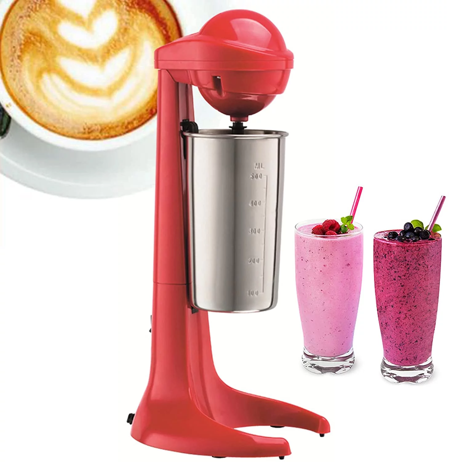 Electric Milkshake Maker Red Stainless Steel Mixing Cup Drink Mixer 110V 60Hz Ice Cream Maker 100W Milkshake Juicers