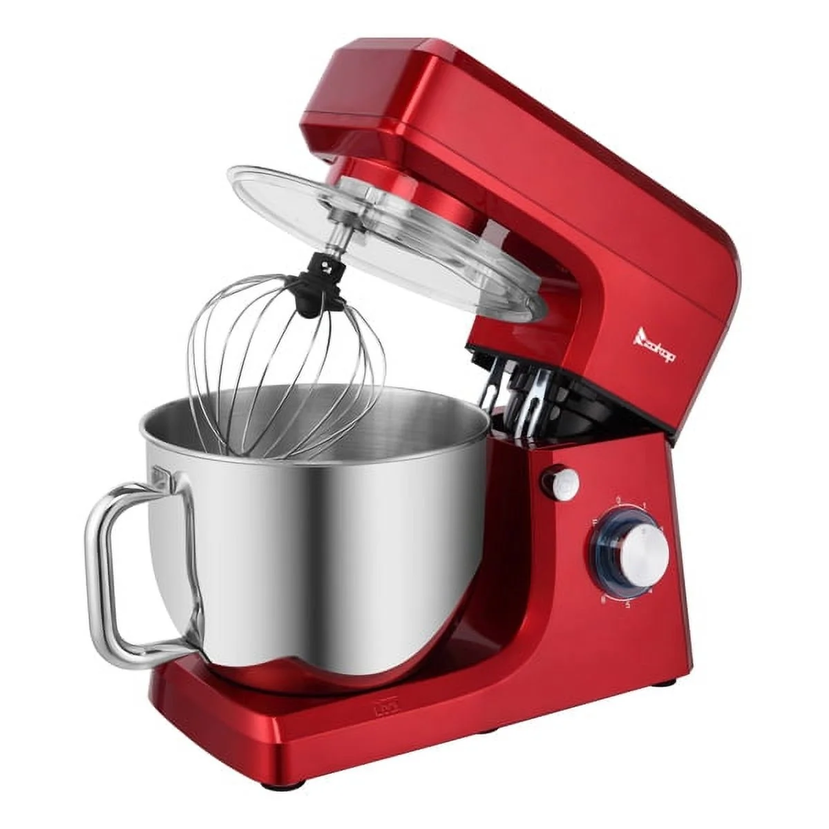 Electric Stand Mixer, 7.5Qt Stainless Bowl, 6 Speeds, Tilt-Head, Dough Hook, Whisk and Flat Beater, Splash Guard, 660 Watts&nbsp;- Red