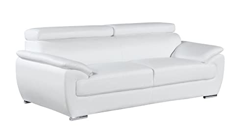 4571 Veal Collection Leather Upholstered Modern Living Room Chair, Loveseat, Sofa, White