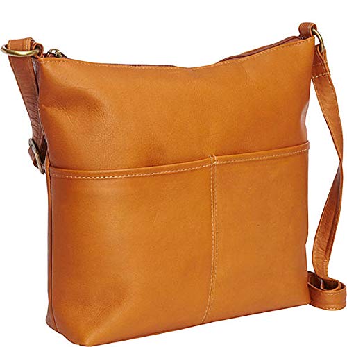Full-Grain Colombian Leather Carefree Top-Zip Shoulder Bag with Adjustable Strap and Smart Phone Holder