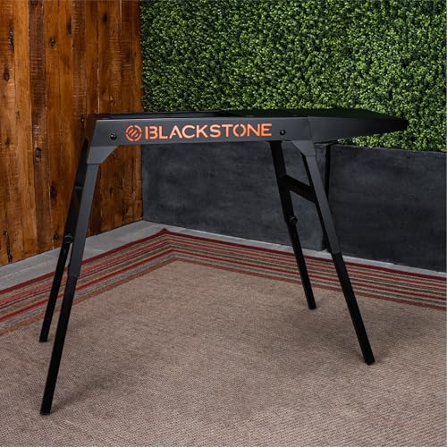 Blackstone 5013 Collapsible 17” and 22” Tabletop Griddle Stand with Adjustable Legs and a Removable Side Shelf, Powder Coated Steel, Black