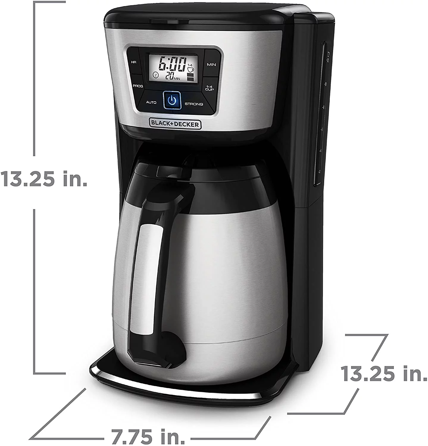 BLACK+DECKER 12-Cup Thermal Coffeemaker, Black/Silver, CM2035B